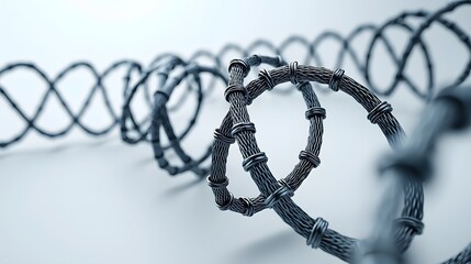 Fototapete - Close up of an abstract intertwined carbon fiber mesh forming dynamic organic shapes against a clean white background