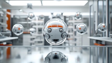 Leinwandbilder - Close up view of an advanced robotic component or sensor in a high tech sterile laboratory environment showcasing the precision and complexity of modern technological innovations