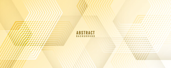 Wall Mural - yellow abstract background overlap layer on bright space with hexagons effect decoration. modern ban