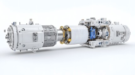 Poster - Detailed cross section view of an insulated gas pipeline with various mechanical components and inner workings visible