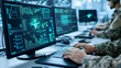 © thanarak - Military personnel in uniform monitoring and controlling an advanced command and control console for anti drone defense