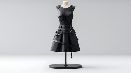 Aufkleber - Visionary fashion design that blends innovative digital elements with structured textured fabrics to create a striking avant garde silhouette on display