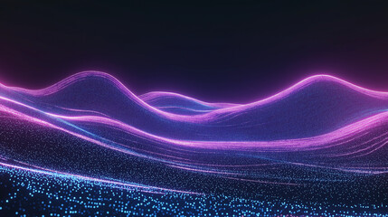Canvas Print - abstract data waves: abstract illustration of rolling hills or waves created with glowing dots in vi