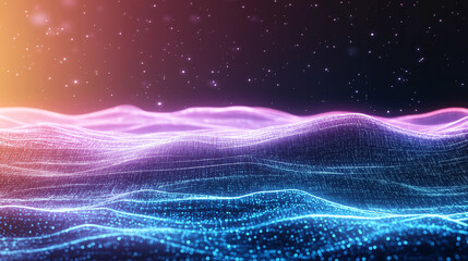 Canvas Print - digital landscape: a mesmerizing digital landscape unfolds with vibrant hues, featuring rolling wave