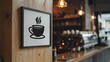 © Qayyum - Coffee cup sign, solid black pictogram on white