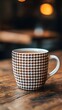 © Power Of Future - Beautiful coffee cup featuring a unique houndstooth pattern set on a wooden table for a chic caffeine break