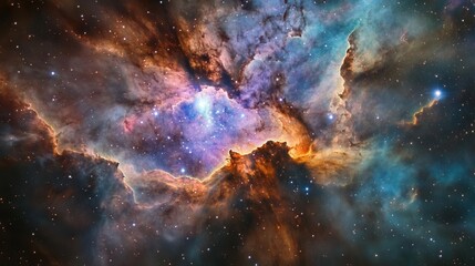 Wall Mural - mesmerizing deep space nebula with bioluminescent cosmic clouds and distant stars creating natural a