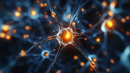 Aufkleber - Neural network with glowing connections and vibrant colors. Scientific technology concept