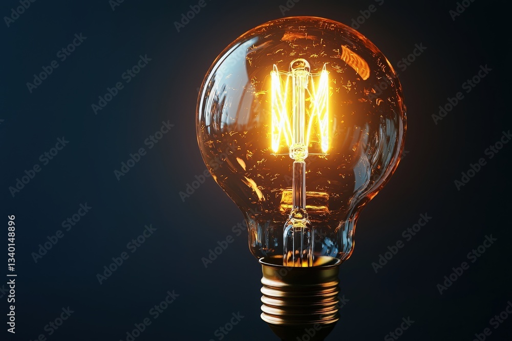 A vintage light bulb with a warm glow shines brightly against a dark backdrop. The filament is clearly visible, creating an inviting atmosphere while emphasizing the design.