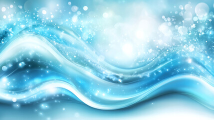 Wall Mural - vibrant blue backdrop with flowing waves and sparkling lights creates dreamy atmosphere