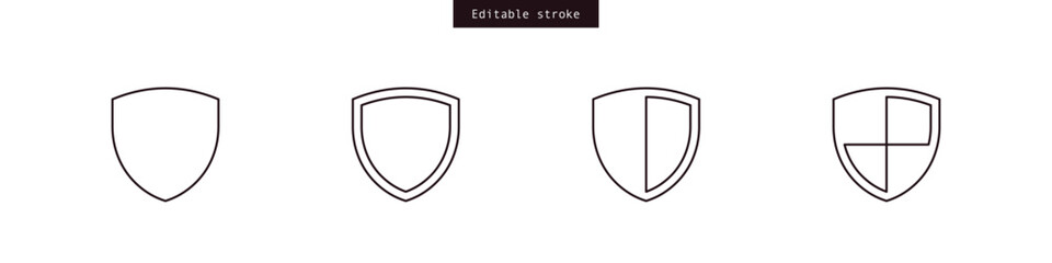 Leinwandbilder - set of shield icons. security shield protection icon in outline style. Editable stroke