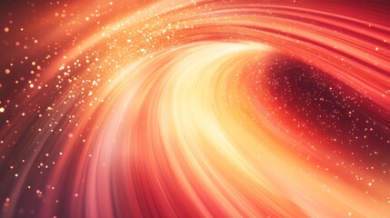 Poster - abstract red and gold light trails with sparkling stars, cosmic art design