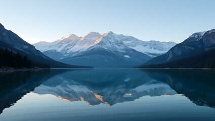  Picturesque mountain range reflected in a lake