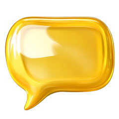 Leinwandbilder - A bold glossy yellow speech bubble with a minimalist transparent design perfectly cut out on a white background for a modern stylish aesthetic