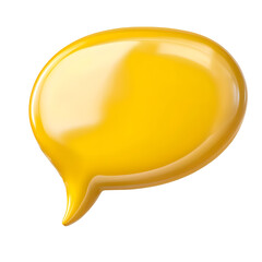 Leinwandbilder - Vibrant yellow speech bubble with a glossy rounded design isolated on a transparent background for digital interface social media or communication concepts