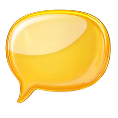 Fototapete - A simple minimalist yellow speech bubble with smooth rounded edges floating on a clean transparent background