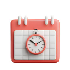 Aufkleber - A vibrant red 3D calendar icon with a small clock graphic representing the efficient organization and scheduling of appointments meetings and daily tasks