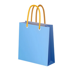 Aufkleber - A futuristic and minimalist 3D paper shopping bag in a vibrant blue color representing the convenience and innovation of online retail and ecommerce