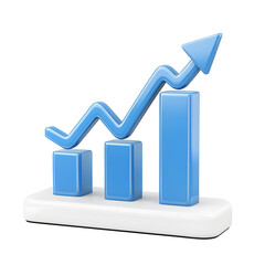 Aufkleber - A sleek modern 3D bar chart with a smooth upward trending arrow representing financial growth business success and improving performance indicators