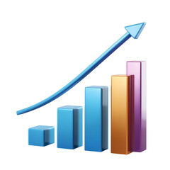 Aufkleber - A detailed 3D bar chart displaying an upward trend suitable for data analysis financial reporting and business presentations