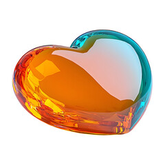 Aufkleber - A vibrant abstract heart shaped sculpture made of transparent multicolored glass with a dazzling reflective crystalline surface texture