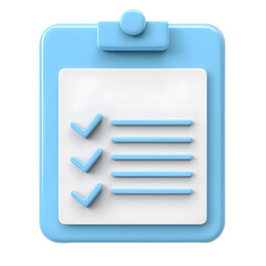 Leinwandbilder - A 3D crystalline reflective clipboard with a checklist layout symbolizing productivity efficiency and organization in a clean modern design