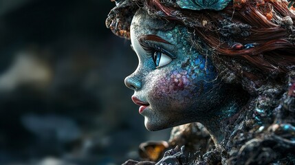 Poster - Mystical sea creature portrait underwater realm art photography fantasy environment close-up view enchantment