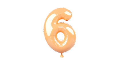 Poster - A shiny metallic golden foil balloon in the shape of the number 6 floating independently against a black background with soft highlights and shadows for a 3D effect