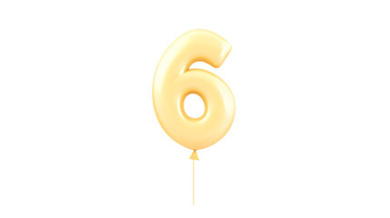 Fototapete - A golden foil balloon in the shape of the number 6 floating against a dark background with soft highlights and smooth shading