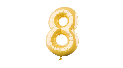 Aufkleber - A shiny reflective golden foil balloon in the shape of the number 8 floating independently against a dark backdrop creating a minimal and elegant visual effect