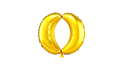 Leinwandbilder - A golden foil balloon in the shape of the number 0 floating against a transparent background with soft highlights and smooth shading