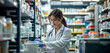 © Noom_Studio - A hardworking female pharmacist diligently monitors and organizes the drug stock in a pharmacy.