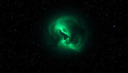 Wall Mural - Dark green nebula with cosmic dust and stars on a black background, cosmos, dark green
