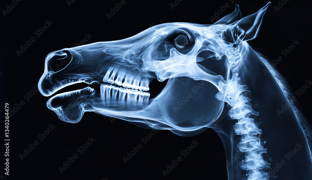 Horse Head X-Ray: Anatomy and Skeletal Structure Stock Illustration ...