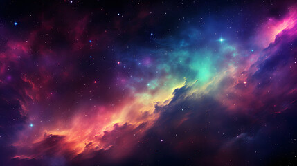 Wall Mural - a breathtaking colorful nebula in outer space with swirling gases and stars captured in a stunning r