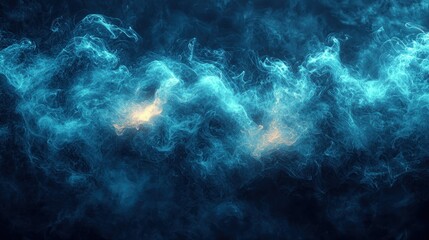 Wall Mural - electric blue and green smoke patterns flowing in abstract design