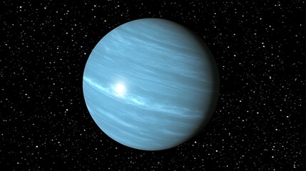 A blue planet orbits the void of space with many bright stars