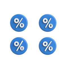 Fototapete - Close up photography of a set of four stylish polished 3D rendered discount percentage icons in a bright blue color with bold white symbols