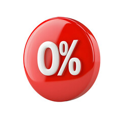 Poster - Detailed 3D render of a modern glossy red discount badge with a crisp white percent symbol showcasing smooth curves subtle highlights and reflective lighting on a transparent background