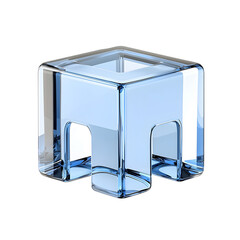Poster - A modern minimalist glass cube with a cool blue hue and gentle lighting effects creating a futuristic and elegant aesthetic