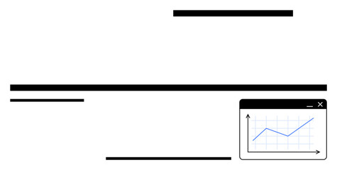 Upward-trending graph in a web UI panel conveys growth or success metrics. Ideal for analytics, technology, statistics, growth strategies, business goals, financial tracking, flat simple metaphor