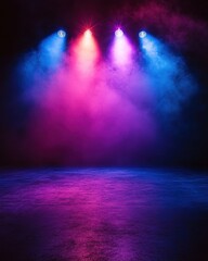 Wall Mural - vibrant stage illuminated by colorful spotlights casting dramatic shadows creating a dynamic and cap