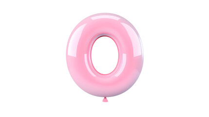 Fototapete - A 3D floating balloon made of shiny metallic pink foil in the shape of the number 0 with a smooth glossy finish and soft lighting against a clean white background