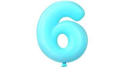 Fototapete - Beautifully inflated blue foil balloon with helium filled curves and glossy reflections isolated on a transparent background cutout