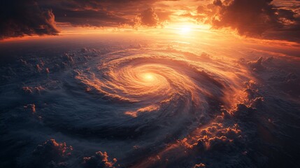 Wall Mural - Vortex formation in clouds with vibrant sunset, atmospheric phenomenon concept
