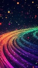 Leinwandbilder - Colorful light trails and bokeh on dark background. Futuristic abstract concept