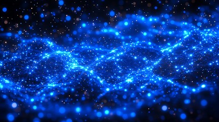 glowing blue particles forming a wave.