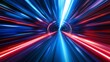 © diansyah - Colorful light trails in a tunnel with motion blur. Abstract futuristic neon concept.