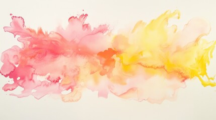 Leinwandbilder - Soft watercolor strokes create a warm coral pink sunshine effect blending hues of orange and yellow at sunset