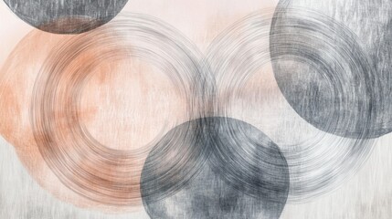 Leinwandbilder - Overlapping circles created with pencil strokes in muted colors conveying abstract art